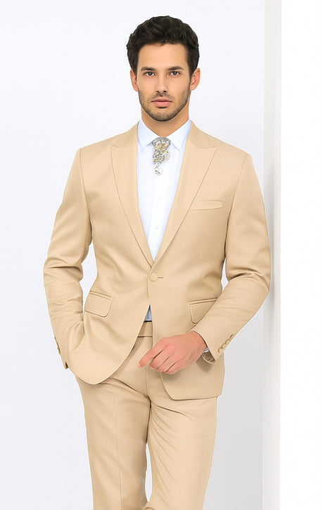 Rossi Man LEO RM1605 Men’s Slim Fit 3-Piece Gold Suit – Modern Formalwear for Special Events