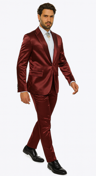 Rossi Man LEO RM1608 Men’s Slim Fit 3-Piece Dark Red Suit – Formalwear for Special Events