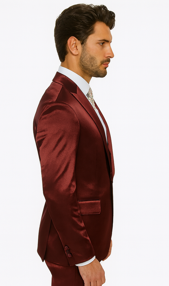 Rossi Man LEO RM1608 Men’s Slim Fit 3-Piece Dark Red Suit – Formalwear for Special Events
