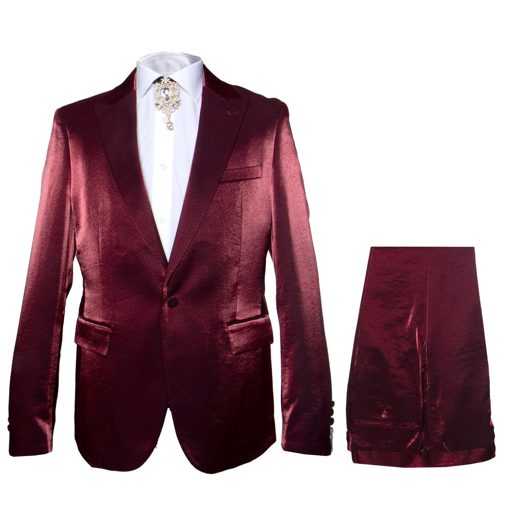 Rossi Man LEO RM1608 Men’s Slim Fit 3-Piece Dark Red Suit – Formalwear for Special Events