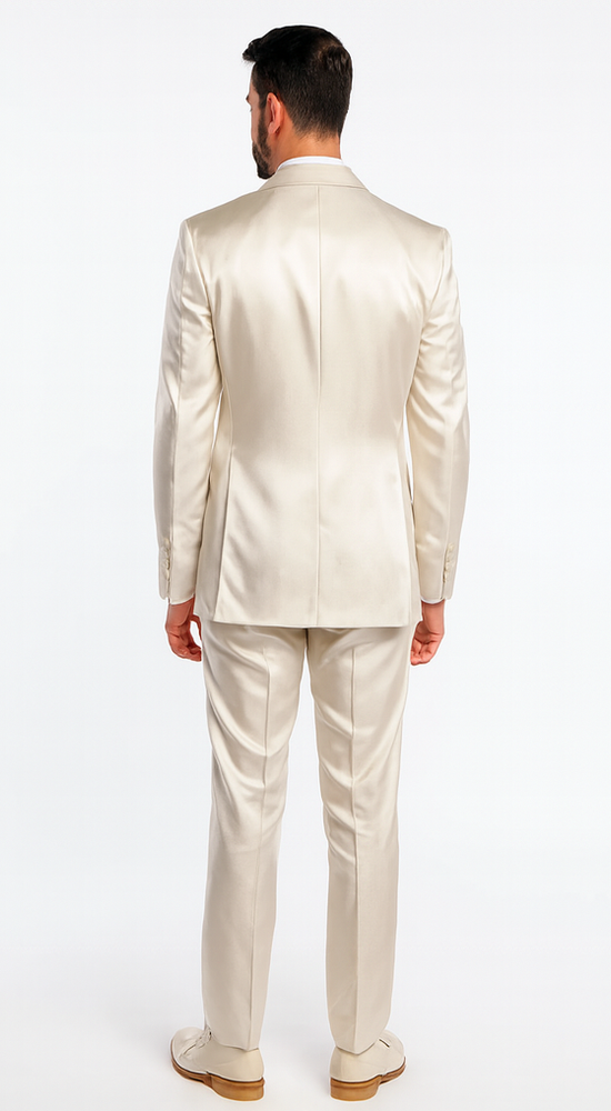 Rossi Man LEO RM1609 Men’s Slim Fit 3-Piece Cream Suit – Formalwear for Special Occasions