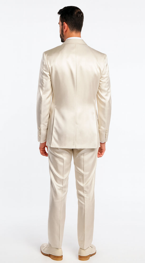 Rossi Man LEO RM1609 Men’s Slim Fit 3-Piece Cream Suit – Formalwear for Special Occasions