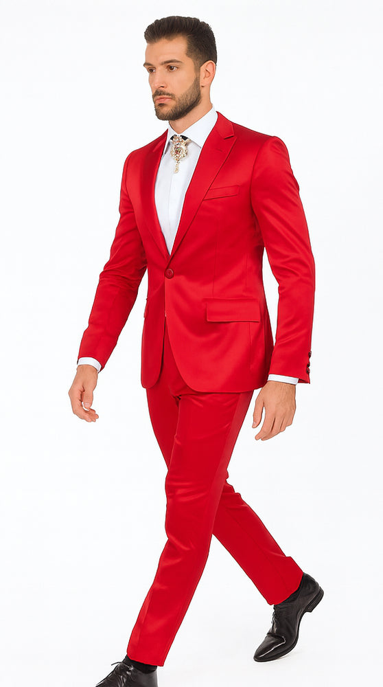 Rossi Man LEO RM1621 Men’s Slim Fit 3-Piece Red Designer Suit – Formalwear for Special Events