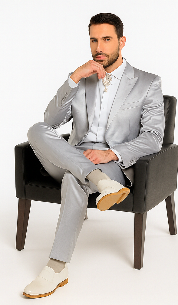 Rossi Man LEO RM1622 Men’s Slim Fit 3-Piece Off-White Designer Suit – Formalwear for Special Occasions