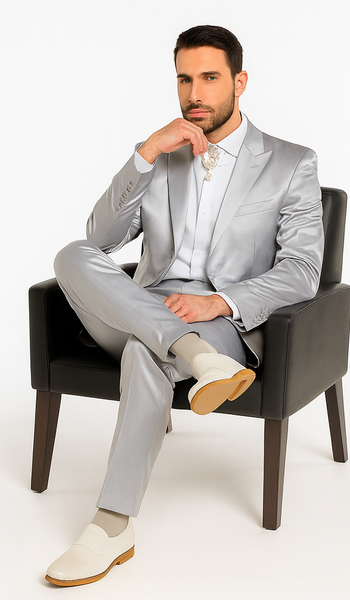 Rossi Man LEO RM1622 Men’s Slim Fit 3-Piece Off-White Designer Suit – Formalwear for Special Occasions