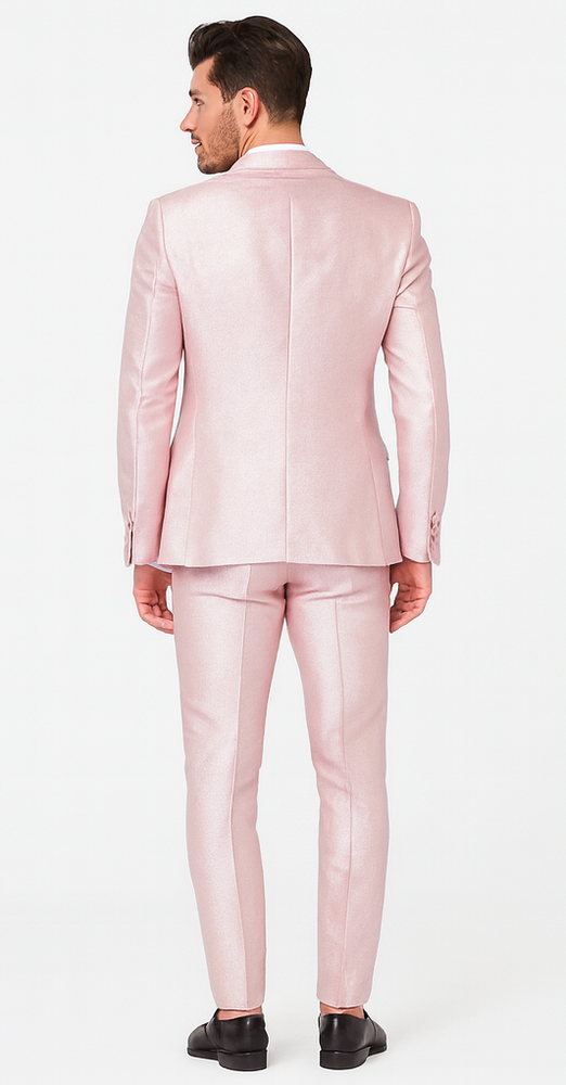 Rossi Man LEO RM1641 Men’s Slim Fit 3-Piece Pink Shimmer Suit –  Formalwear for Special Events