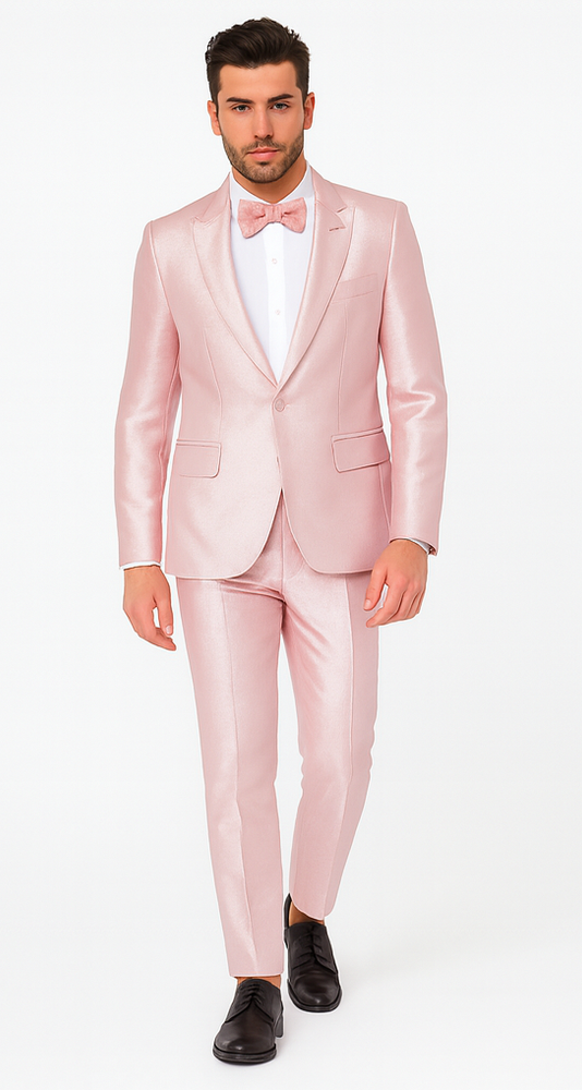 Rossi Man LEO RM1641 Men’s Slim Fit 3-Piece Pink Shimmer Suit –  Formalwear for Special Events