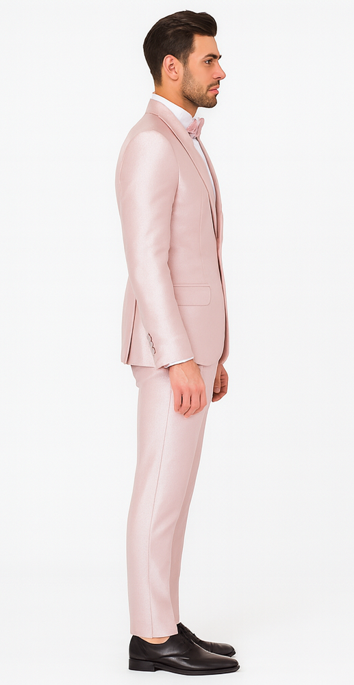 Rossi Man LEO RM1641 Men’s Slim Fit 3-Piece Pink Shimmer Suit –  Formalwear for Special Events