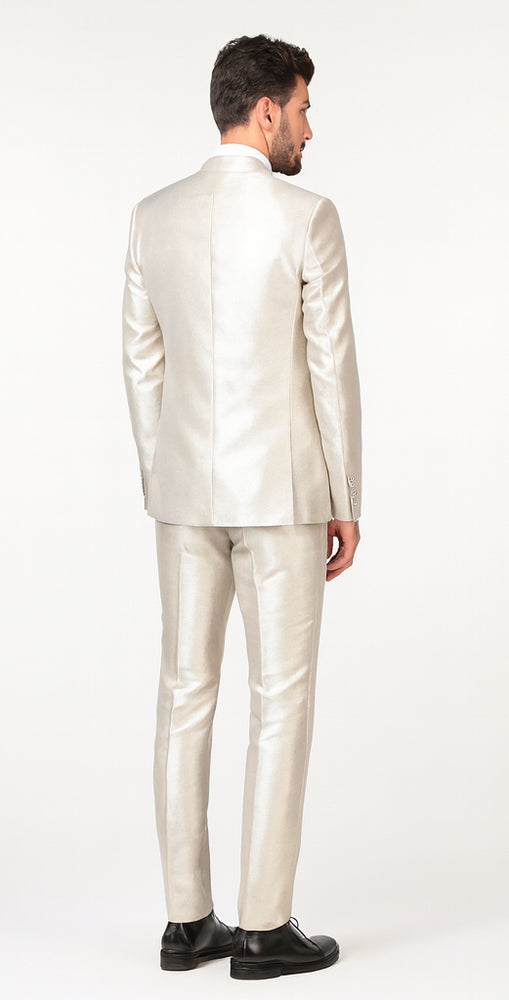 Rossi Man LEO RM1642 Men’s Slim Fit 3-Piece Off-White Shimmer Suit – Formalwear for Special Events