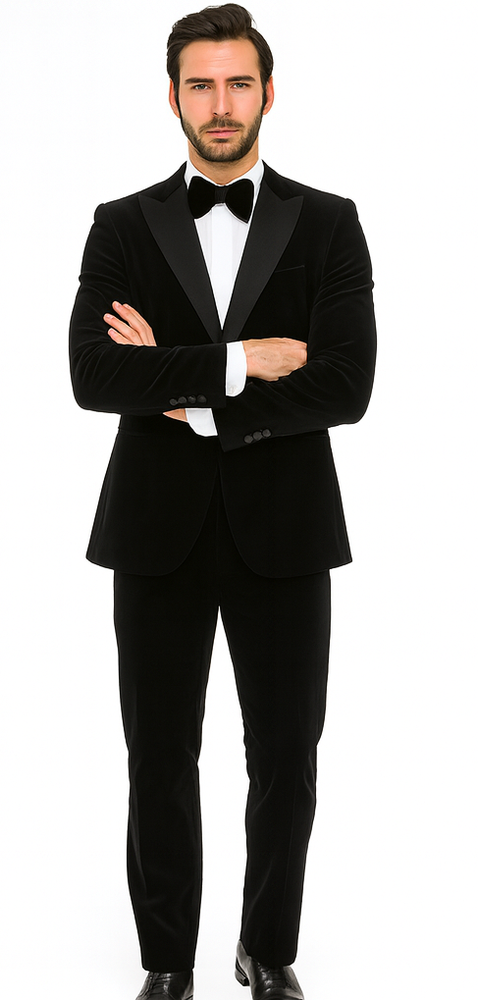 Rossi Man LEO RM1905 Men’s Slim Fit 3-Piece Black Designer Suit – Formalwear for Special Events