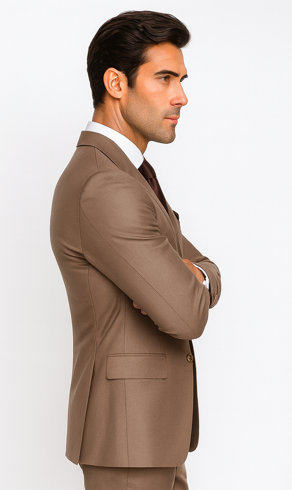 Rossi Man MAX RM1172 Mocha Slim Fit 3-Piece Suit – Men’s Formalwear