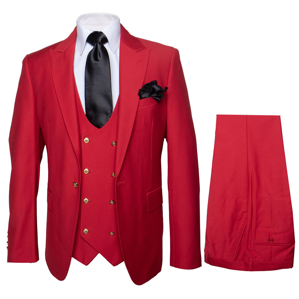 Rossi Man MAX RM1191 Red Slim Fit 3-Piece Suit – Men’s Formalwear