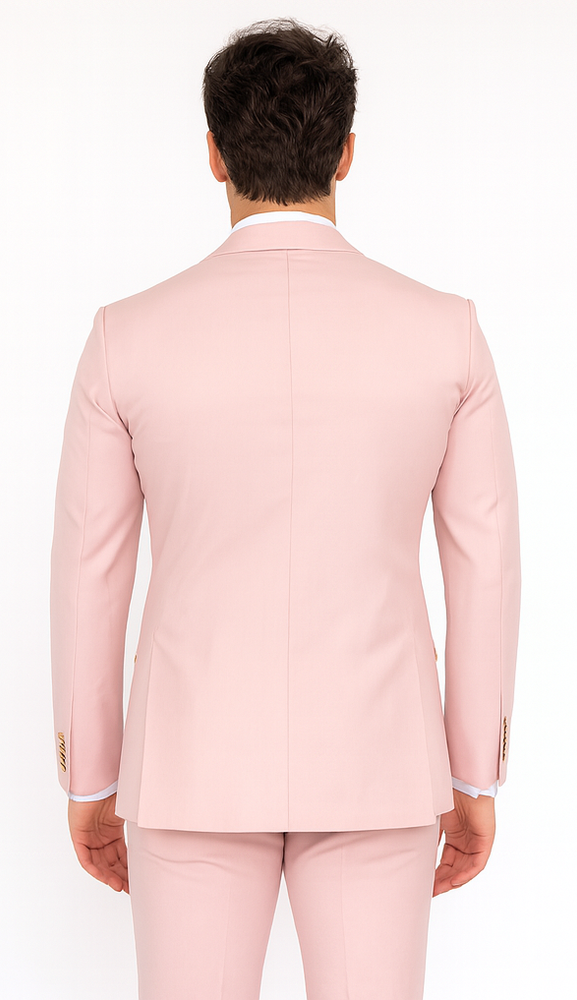 Rossi Man MAX RM1203 Slim Fit 3-Piece Suit – Solid Pink Formalwear for Men