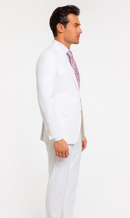 Rossi Man MAX RM1374 White Slim Fit 3-Piece Suit – Men’s Formalwear