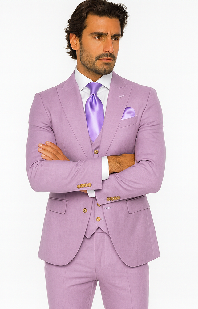 Rossi Man MAX RM1378 Slim Fit 3-Piece Lavender Suit – Formalwear for Men