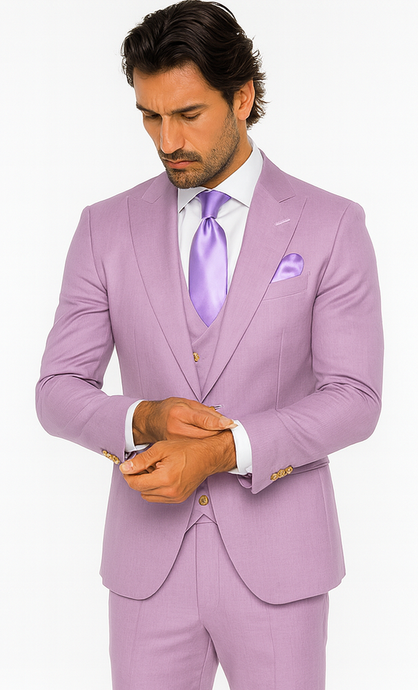 Rossi Man MAX RM1378 Slim Fit 3-Piece Lavender Suit – Formalwear for Men