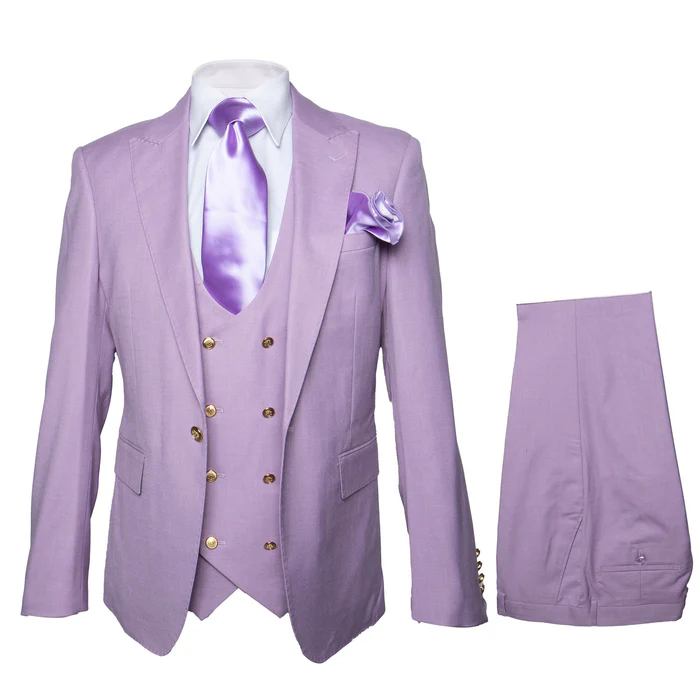 Rossi Man MAX RM1378 Slim Fit 3-Piece Lavender Suit – Formalwear for Men