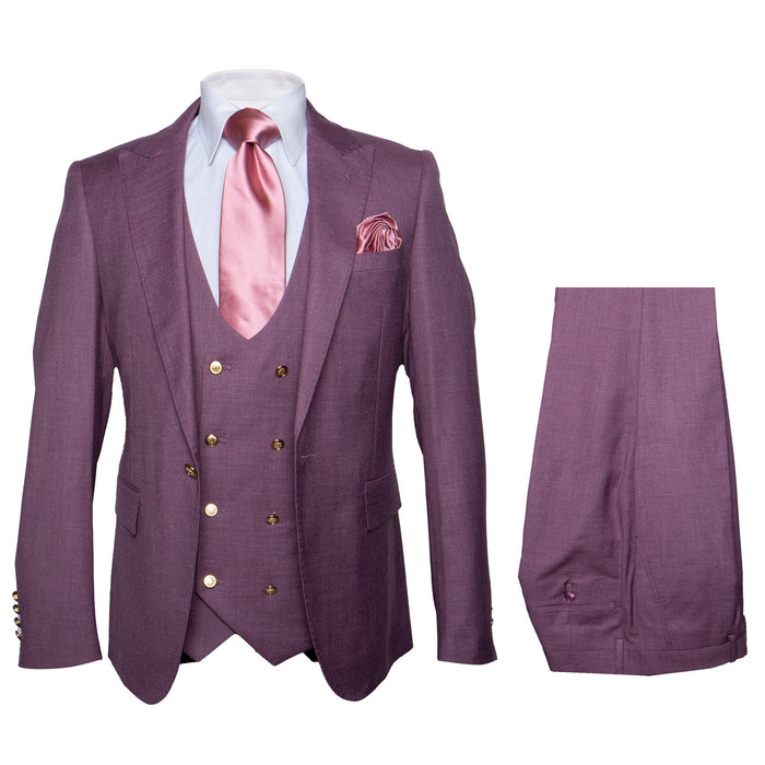 Rossi Man MAX RM1381 Slim Fit 3-Piece Suit – Solid Raspberry Suit for Men