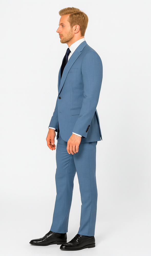 Rossi Man MAX RM1387 Slim Fit 3-Piece Suit –  Solid Blue Formalwear for Men