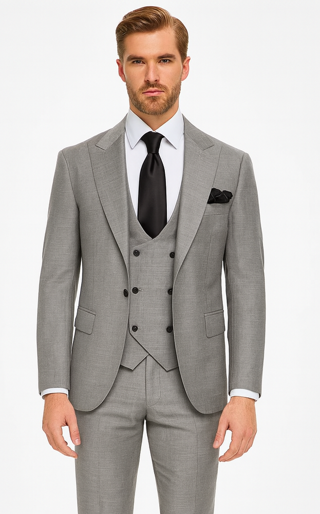 Rossi Man MAX RM1389 Grey Slim Fit 3-Piece Suit – Men’s Formalwear