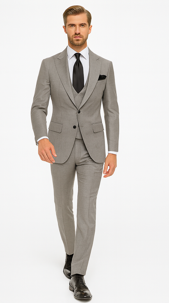 Rossi Man MAX RM1389 Grey Slim Fit 3-Piece Suit – Men’s Formalwear