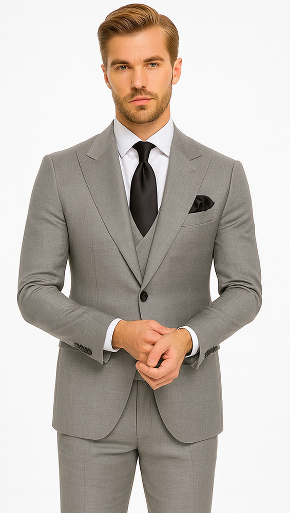 Rossi Man MAX RM1389 Grey Slim Fit 3-Piece Suit – Men’s Formalwear