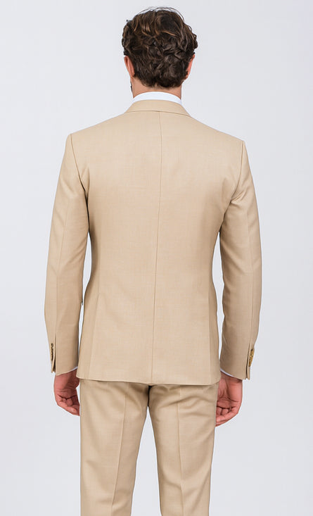 Rossi Man MAX RM1391 Beige Slim Fit 3-Piece Suit - Men’s Modern Formalwear