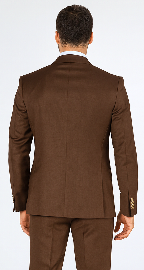 Rossi Man MAX RM1392 Brown Slim Fit 3-Piece Suit – Men’s Formalwear