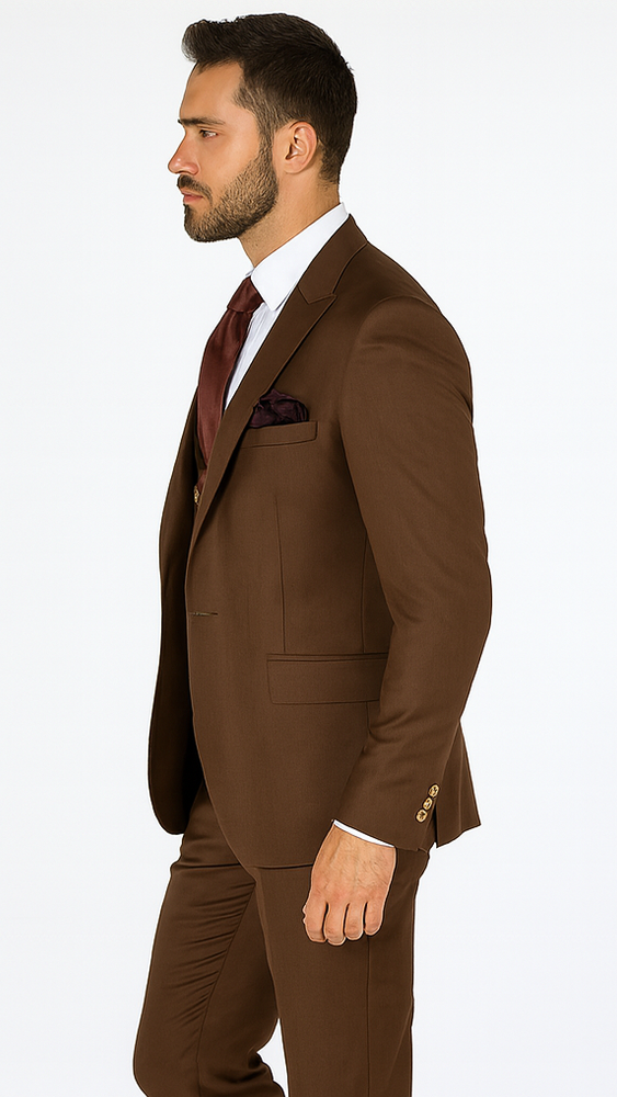 Rossi Man MAX RM1392 Brown Slim Fit 3-Piece Suit – Men’s Formalwear