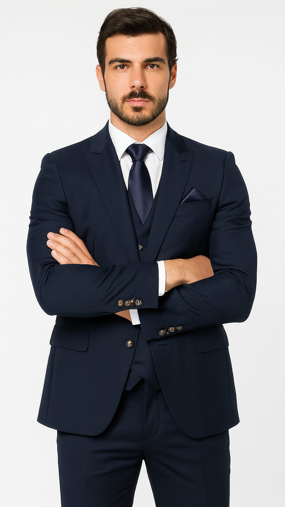 Rossi Man MAX RM1393 Navy Slim Fit 3-Piece Suit – Modern Men’s Formalwear