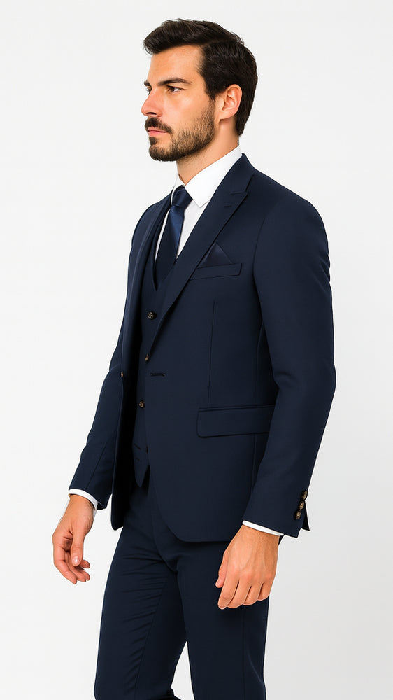 Rossi Man MAX RM1393 Navy Slim Fit 3-Piece Suit – Modern Men’s Formalwear