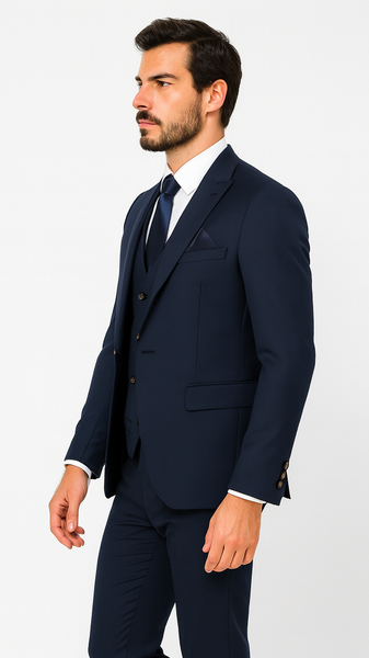 Rossi Man MAX RM1393 Navy Slim Fit 3-Piece Suit – Modern Men’s Formalwear