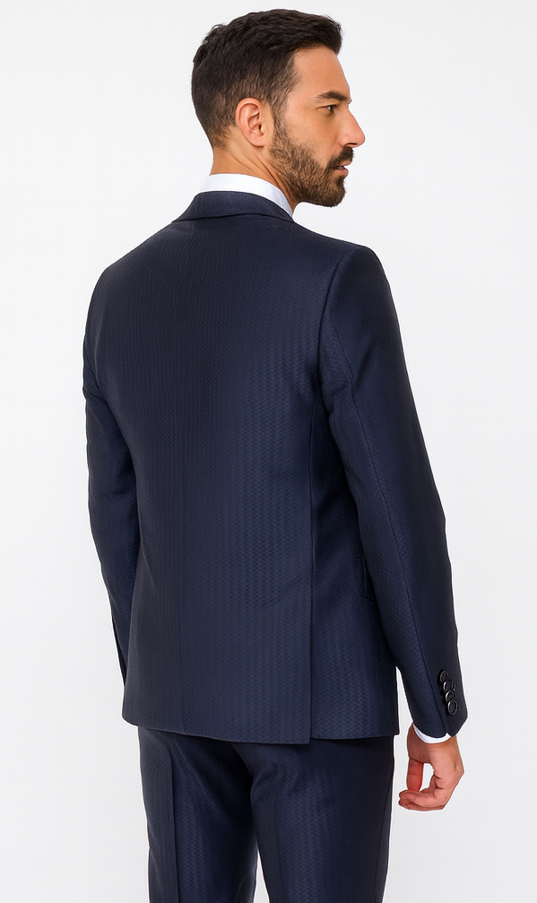 Rossi Man MAX RM1711 Navy Slim Fit 3-Piece Suit – Men’s Formalwear