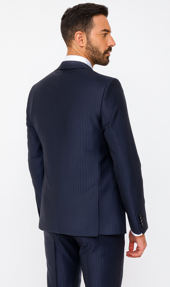 Rossi Man MAX RM1711 Navy Slim Fit 3-Piece Suit – Men’s Formalwear