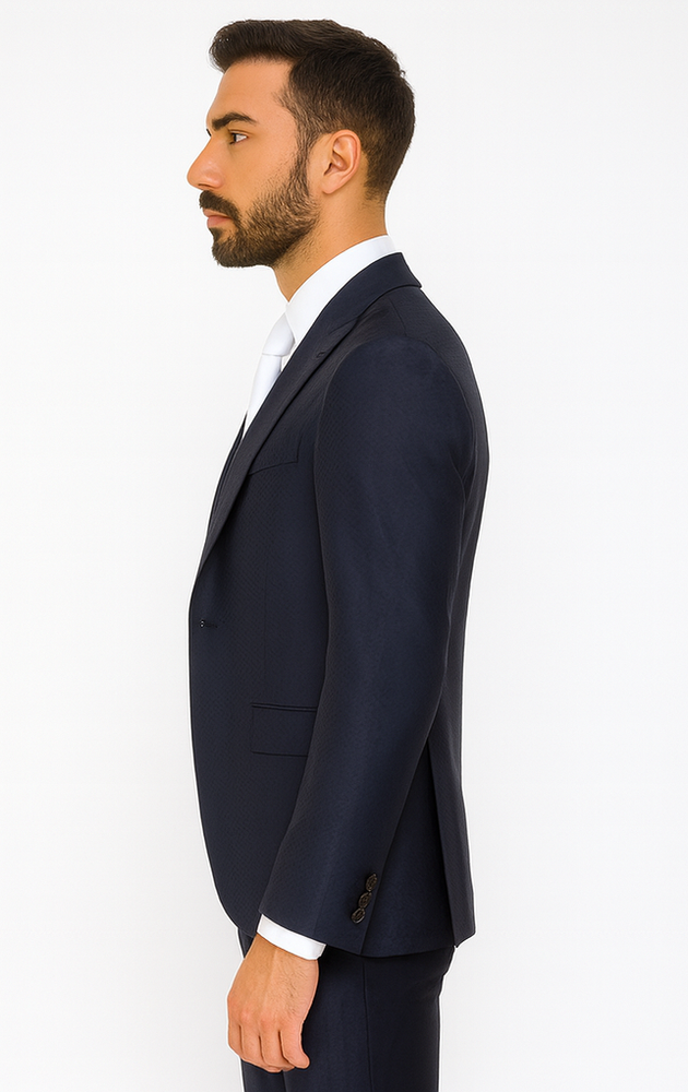 Rossi Man MAX RM1711 Navy Slim Fit 3-Piece Suit – Men’s Formalwear