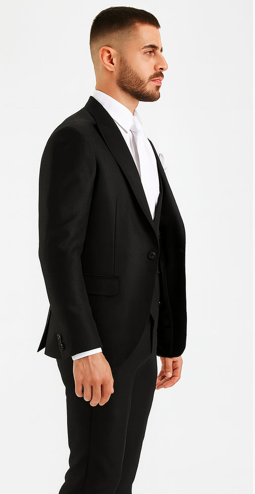 Rossi Man MAX RM1712 Black Slim Fit 3-Piece Suit – Stylish Men’s Formalwear