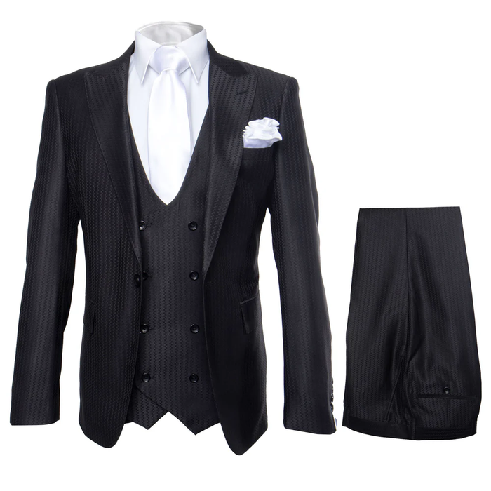 Rossi Man MAX RM1712 Black Slim Fit 3-Piece Suit – Stylish Men’s Formalwear
