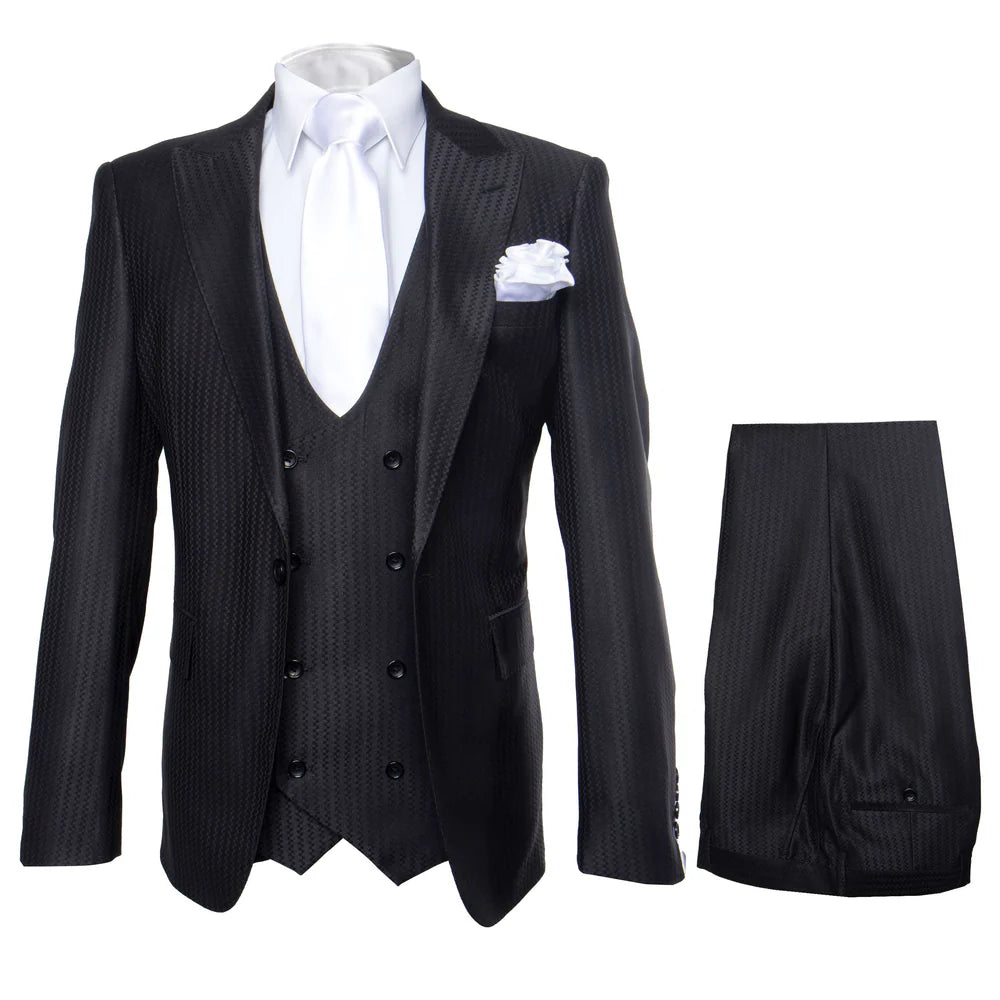 Rossi Man MAX RM1712 Black Slim Fit 3-Piece Suit – Stylish Men’s Formalwear