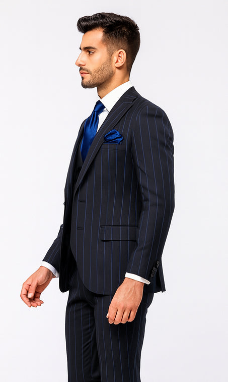 Rossi Man MAX RM1725 Navy Slim Fit 3-Piece Suit – Men’s Formalwear