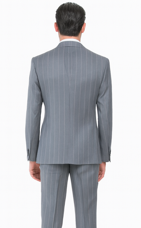 Rossi Man MAX RM1726 Grey Pinstripe Slim Fit 3-Piece Suit – Men’s Formalwear