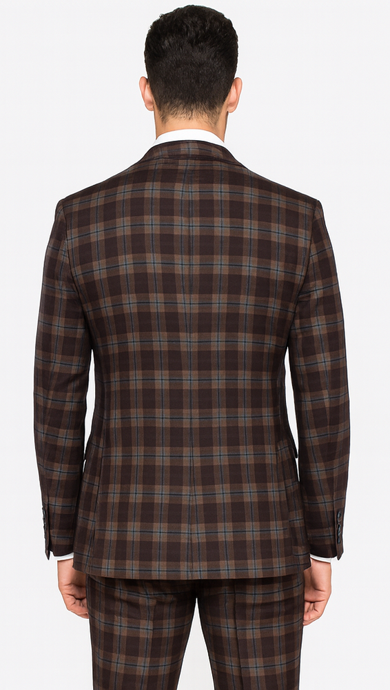 Rossi Man MAX RM1735 Brown Slim Fit 3-Piece Suit – Men’s Modern Formalwear