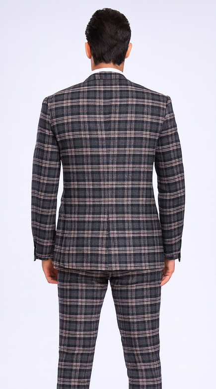 Rossi Man MAX RM1739 Black & Pink Slim Fit 3-Piece Suit – Men’s Formalwear