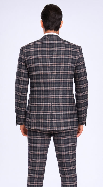 Rossi Man MAX RM1739 Black & Pink Slim Fit 3-Piece Suit – Men’s Formalwear