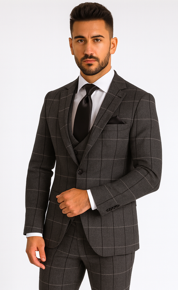 Rossi Man MAX RM1742 Brown Slim Fit Suit – Stylish Men’s Modern Formalwear