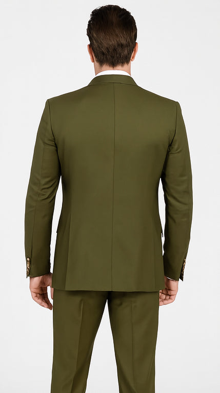 Rossi Man MAX RM1775 Olive Green Slim Fit 3-Piece Suit – Men’s Formalwear