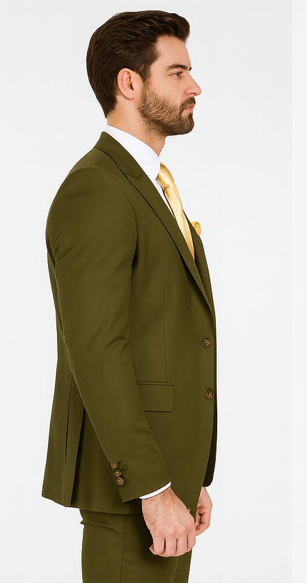 Rossi Man MAX RM1775 Olive Green Slim Fit 3-Piece Suit – Men’s Formalwear