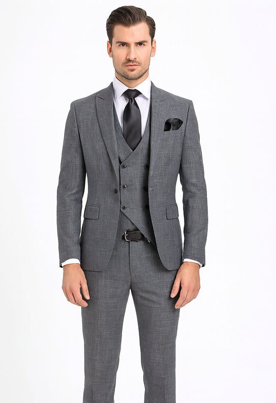 Rossi Man MAX RM1784 Grey Slim Fit 3-Piece Suit – Stylish Men’s Formalwear