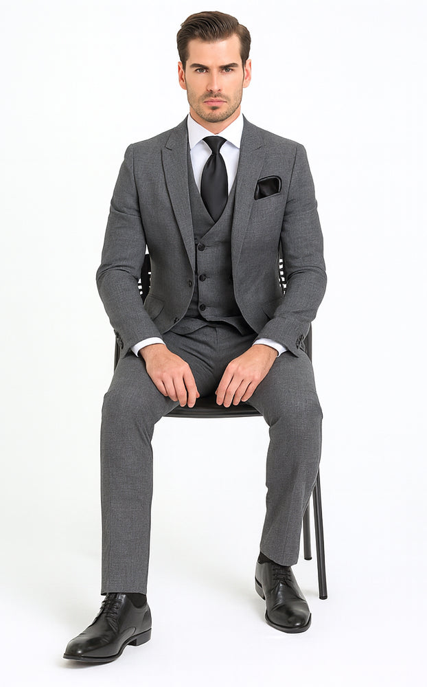 Rossi Man MAX RM1784 Grey Slim Fit 3-Piece Suit – Stylish Men’s Formalwear