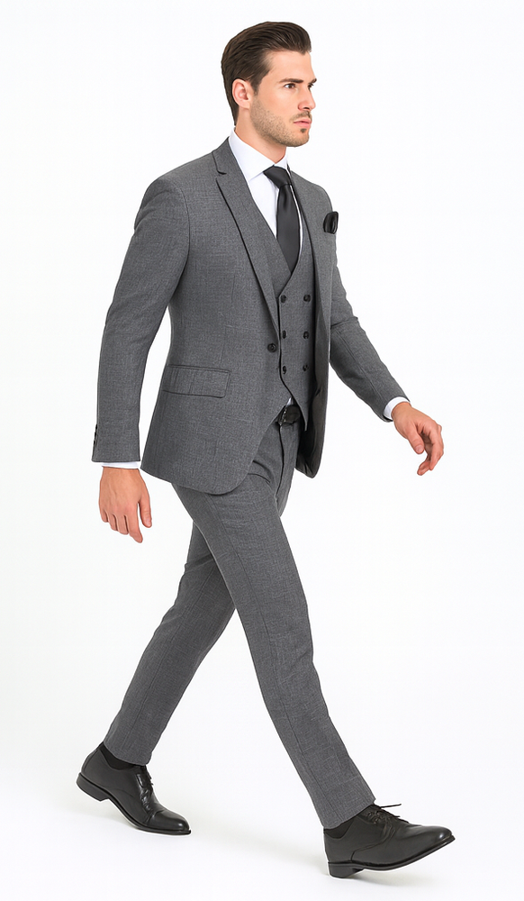 Rossi Man MAX RM1784 Grey Slim Fit 3-Piece Suit – Stylish Men’s Formalwear