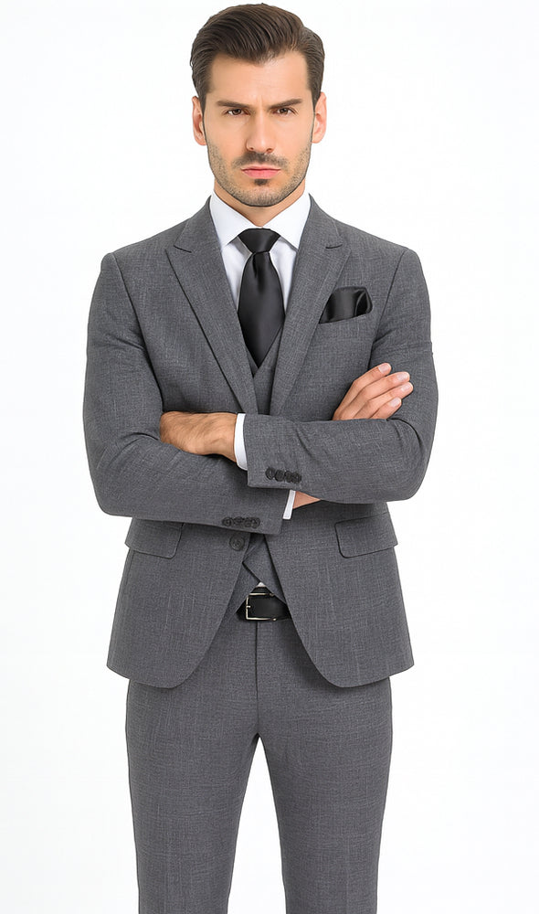 Rossi Man MAX RM1784 Grey Slim Fit 3-Piece Suit – Stylish Men’s Formalwear